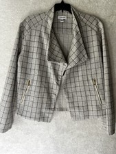 Calvin Klein Long Sleeve Black White Draped Lapel Open- Front Blazer Size Large