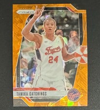 Tamika Catching 2024 Panini Prizm Orange Cracked Ice #40 - Indiana Fever 
