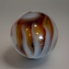 1930  s Alley Agate Marble Flame Swirl Amber Brown Gray .60  