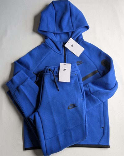Nike Tech Fleece Sportswear Full Set Hoodie Joggers Royal Blue Kids Size M New