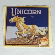 Sunkist Unicorn Brand Tile Art Advertisement Vintage 