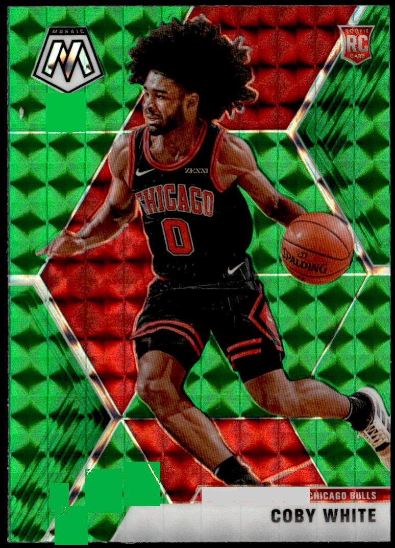 2019-20 Panini Mosaic #211 Coby White Green Prizm Rookie E1