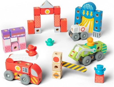 Melissa & Doug Blockables City Snap & Play Wooden Blocks Set, 122PCS