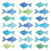20 Servietten Aquarell Fishes Aquarell Fische Tiere Ozean Maritim Blau 33X33Cm