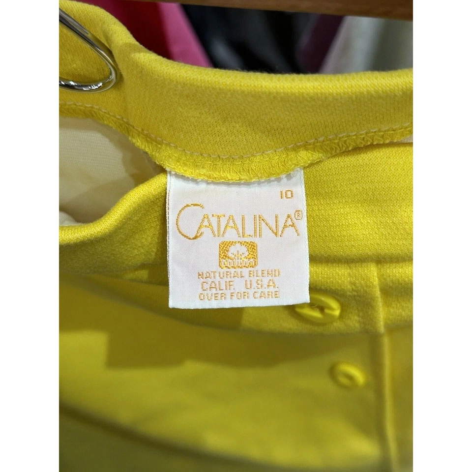 Falda vintage años 70 Catalina amarilla abotonada lateral hasta la rodilla talla 10 Foto 4 de 4