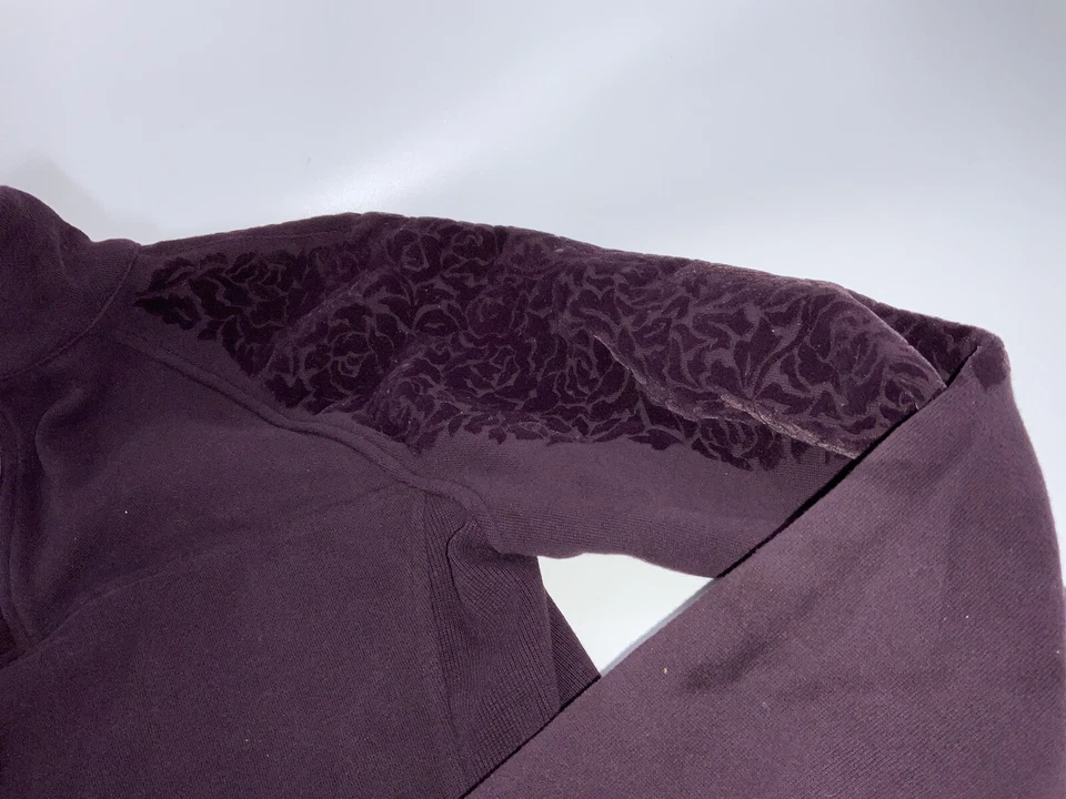 Sudadera Pullover Lululemon Floral Flock Talla 6 Borgoña 1/4 Cremallera YGI D3-105 Foto 4 de 4