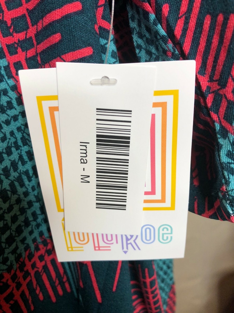 Haut Tunique Lularoe Irma - Rouge/vert Cachemire - Taille M - Neuf Avec étiquettes - Polyester/élasthanne