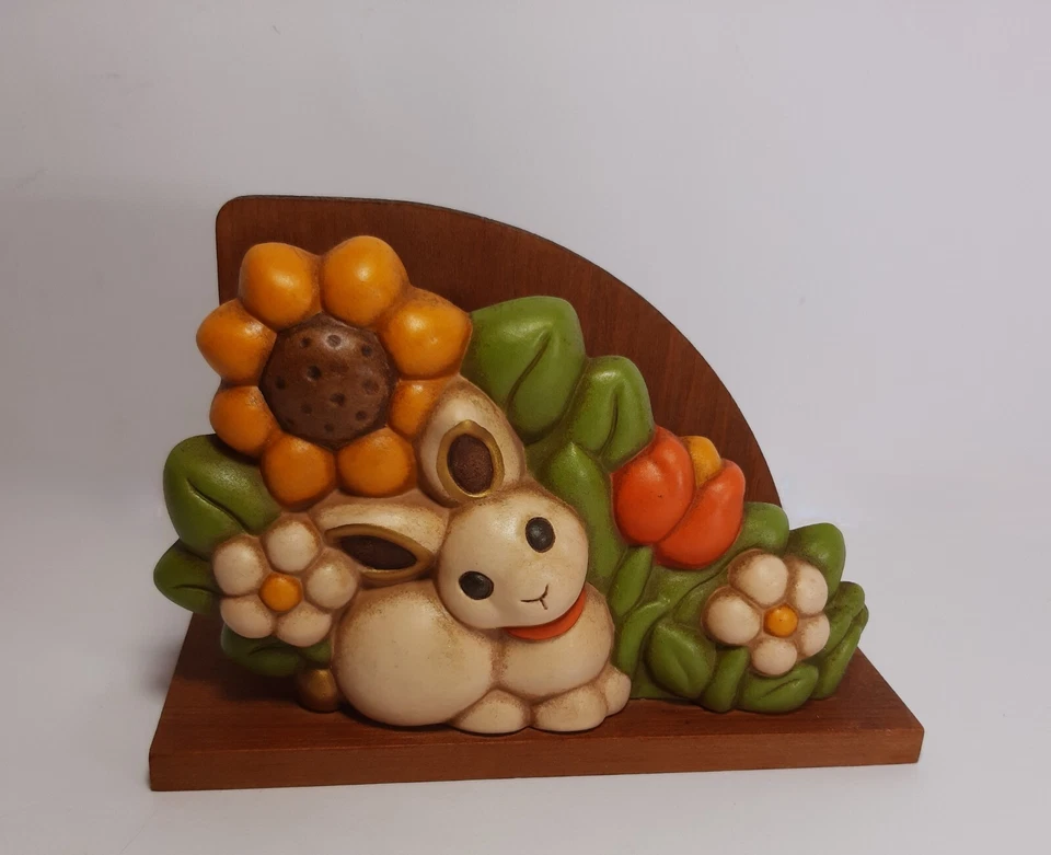 Portatovaglioli THUN Coniglio Fiori Raro Fuori Produzione cm 18 Porta Tovaglioli - Immagine 4 di 4