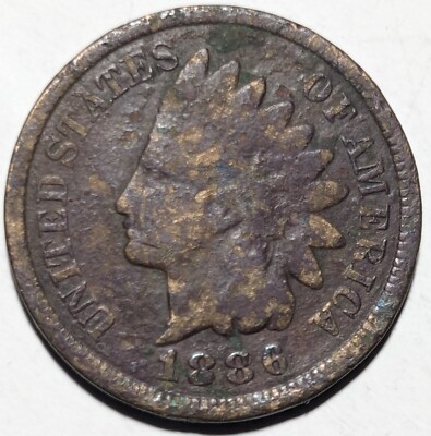 1886 Indian Head Cent Key Date T2 Self Assessed G 3 Details MAD Unique Toned