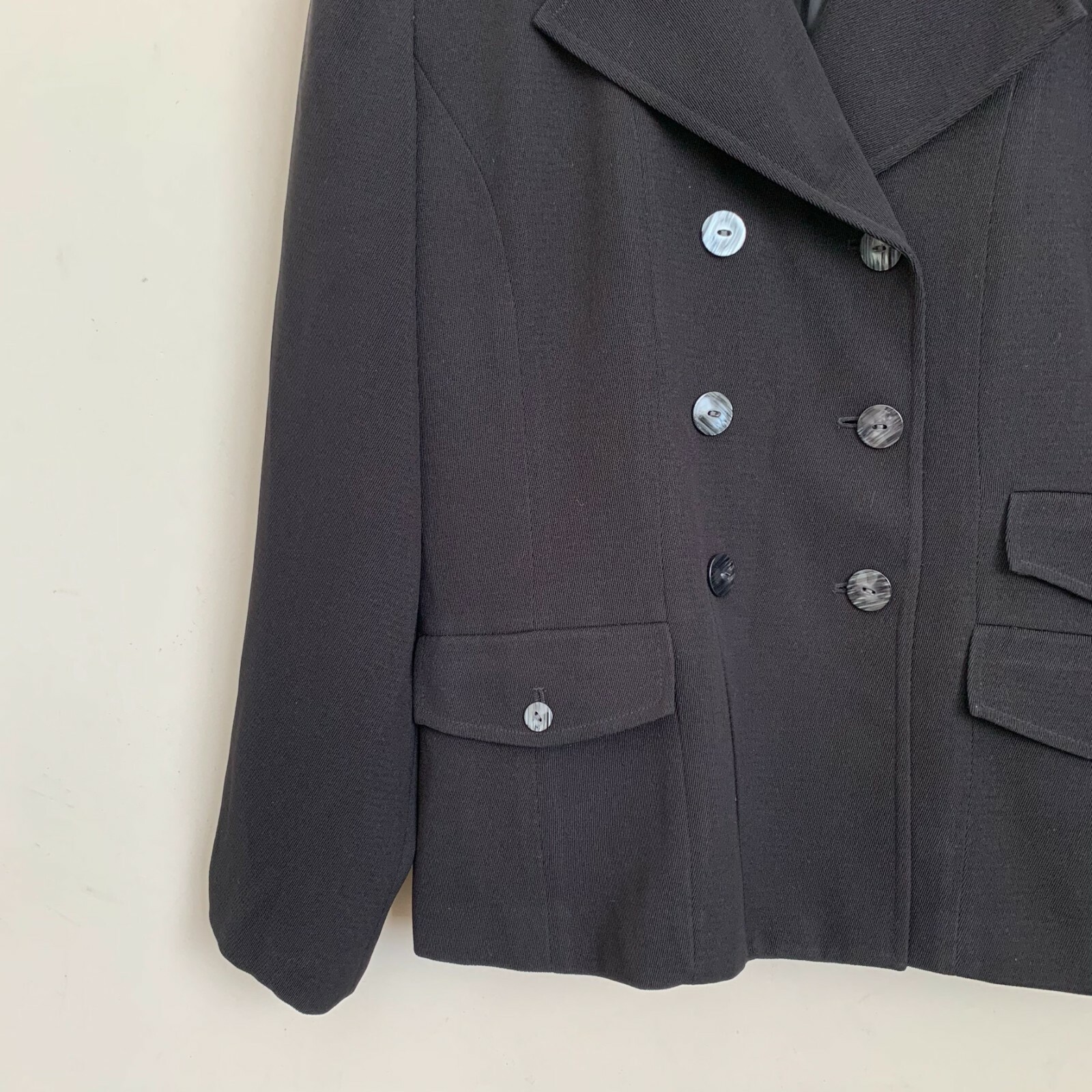 CLIO Jacket Black Collared Double Breasted Button… - image 4