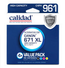 671 Printer ink Cartridges XL For Canon 4 Colours 961 Value Pack