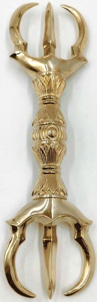 Vajra,trident vajra,21cm long,made of brass,Esoteric Vajra,trident vajra,21cm long,made of brass,Esoteric