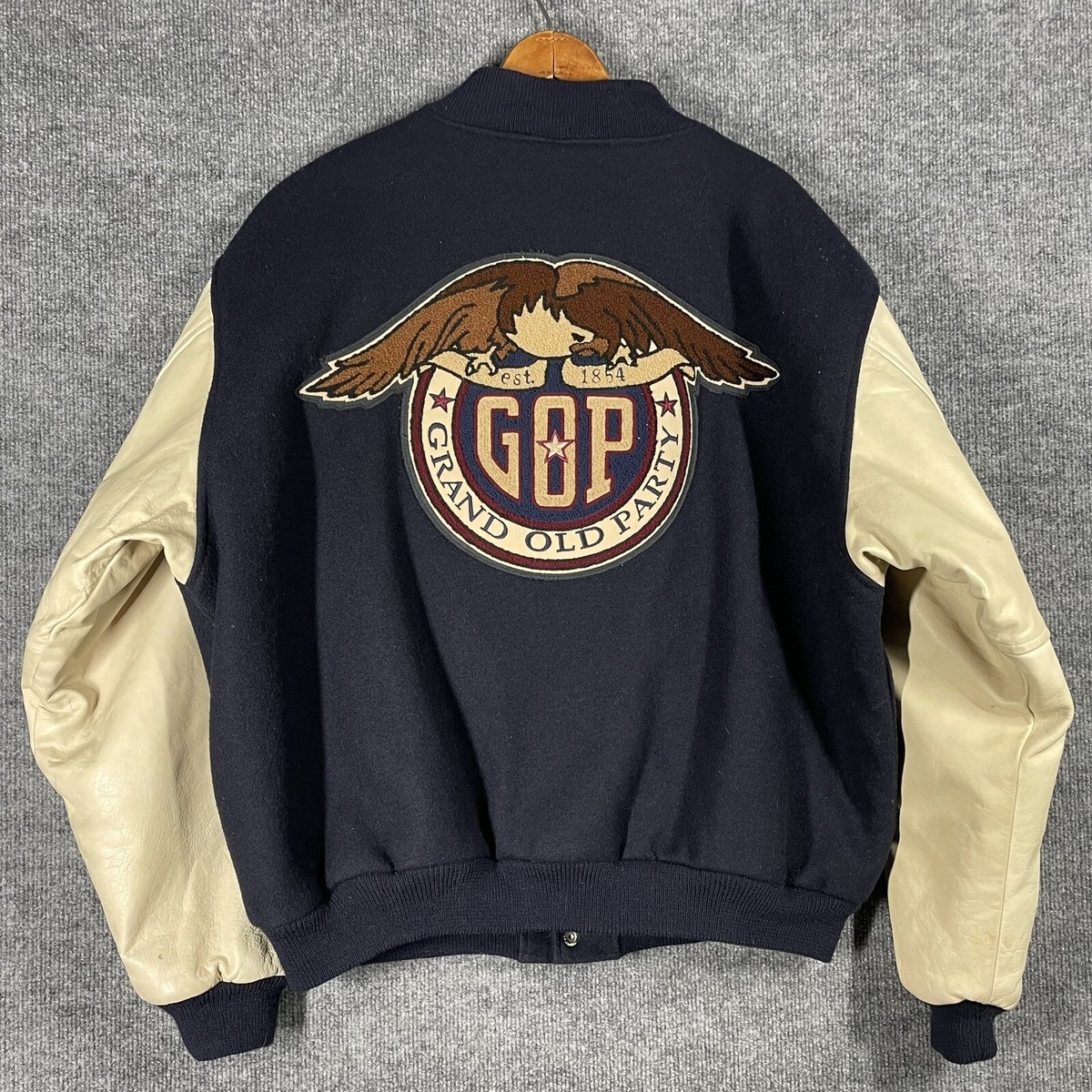 VINTAGE Grand Old Party GOP Republican Varsity Jacket Size XL