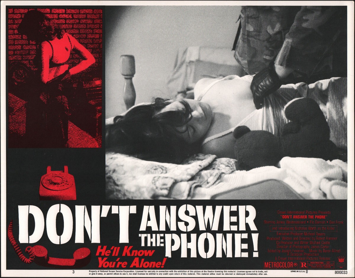 DON'T ANSWER THE PHONE orig 1980 SERIAL KILLER lobby card