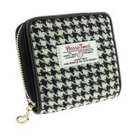 Harris Tweed Hand Woven Genuine Leather Womens Linda Black/white Check Zip Purse Harris Tweed Hand Woven Genuine Leather Womens Linda Black/white Check Zip Purse