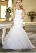 Stella York Mermaid Ivory Wedding Dress Gown Size 10 RaRe HTF W Pearl Veil New