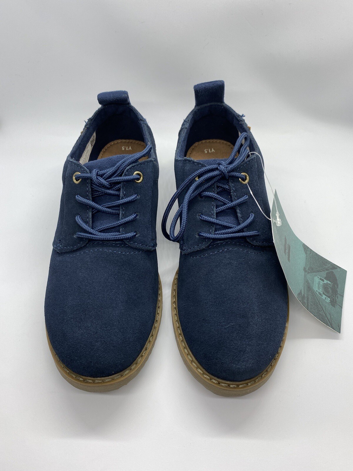 SAOLA Scarpe nuove Toms giovani ragazzi taglia 1 5 scamosciate blu navy Ivan Oxford suola a strappo