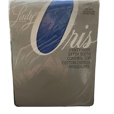 Vintage Lady Oris Pantyhose Plus Blue Extra Width Control Top Cotton Crotch