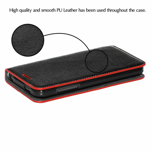 NEU STILVOLLES DESIGN SCHMALE LEDER FLIP GELDBÖRSE HÜLLE ABDECKUNG + Kostenloser Glasschutz - Bild 15 von 25