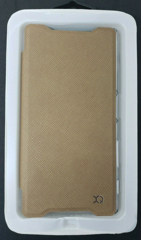 Funda tipo folio con solapa XQISIT para Sony Xperia Z5 marrón crema cubierta trasera transparente Foto 2 de 4