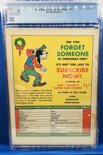 WALT DISNEY’S COMICS AND STORIES #17 (1942) DUMBO & DONALD STORY - **CGC 1.8** - Imagen 6 de 10