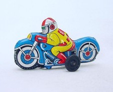 Modern Toys Japan BLUE RACING MOTORCYCLE 9cm Tin Friction Toy Nice 68 VERY RARE