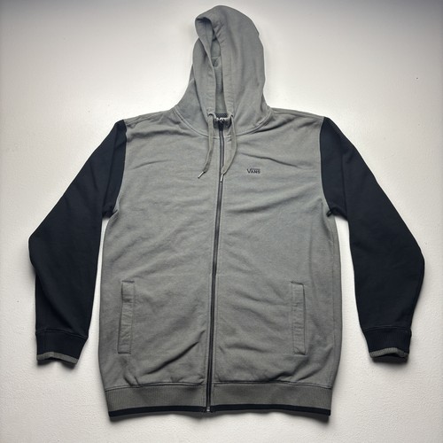 Vans Hoodie Mens Extra Large Zip Up Skater Gray Blue Sleeves Logo Streetwear
