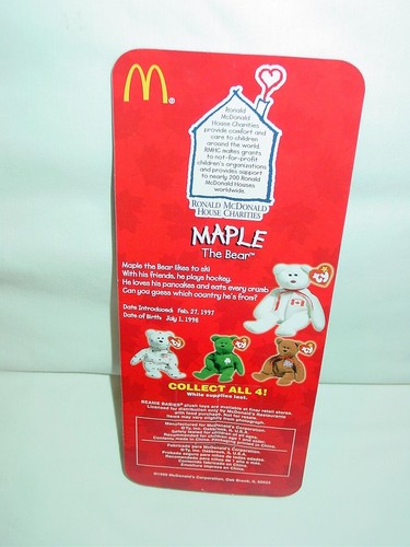 Ronald McDonalds Bear Beanie Babie Complete Set 4 Glory Maple Erin Britannia - Picture 8 of 10