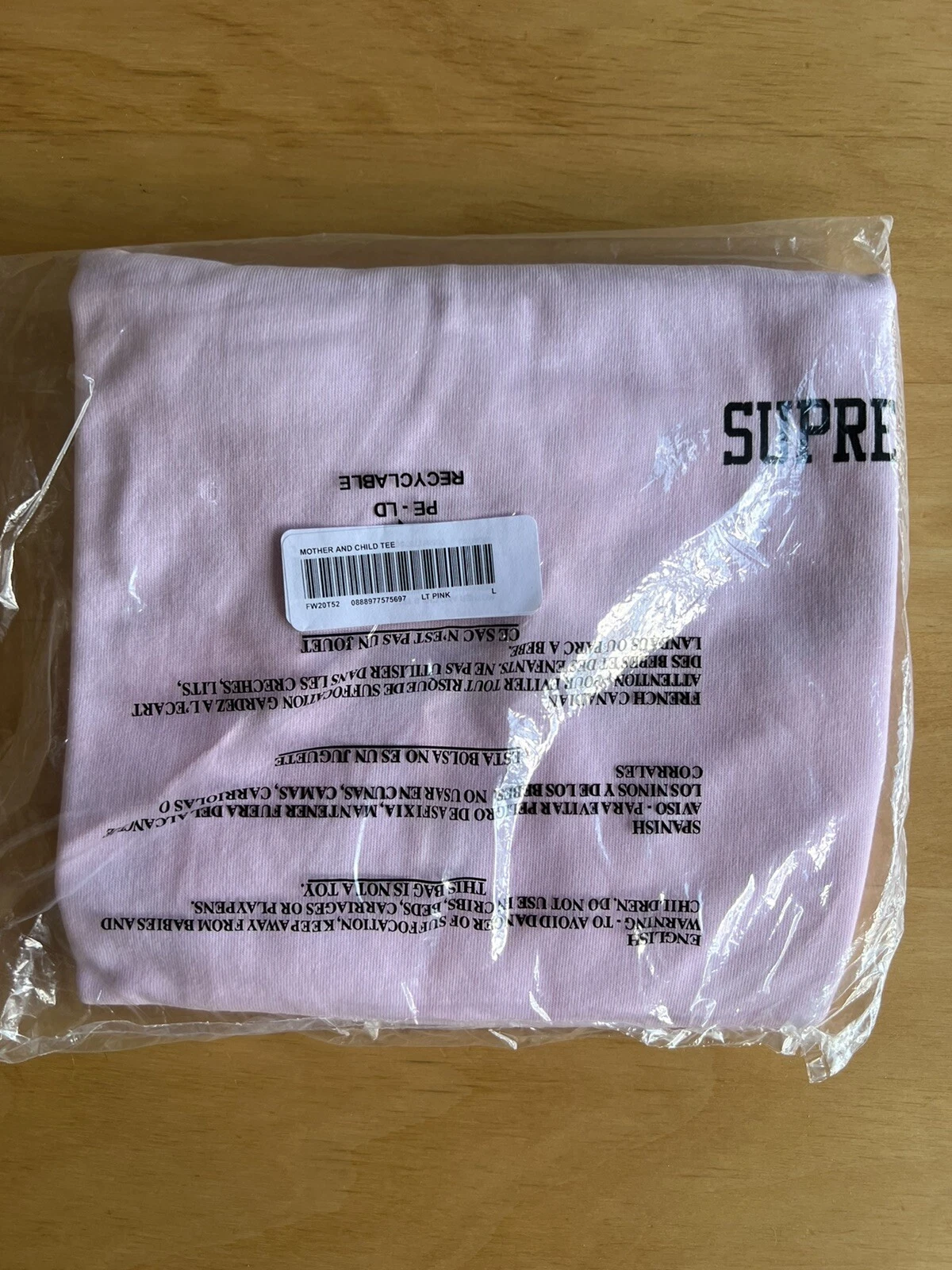 T shirt Supreme Mère and Enfant rose clair grand FW20 100 % authentique