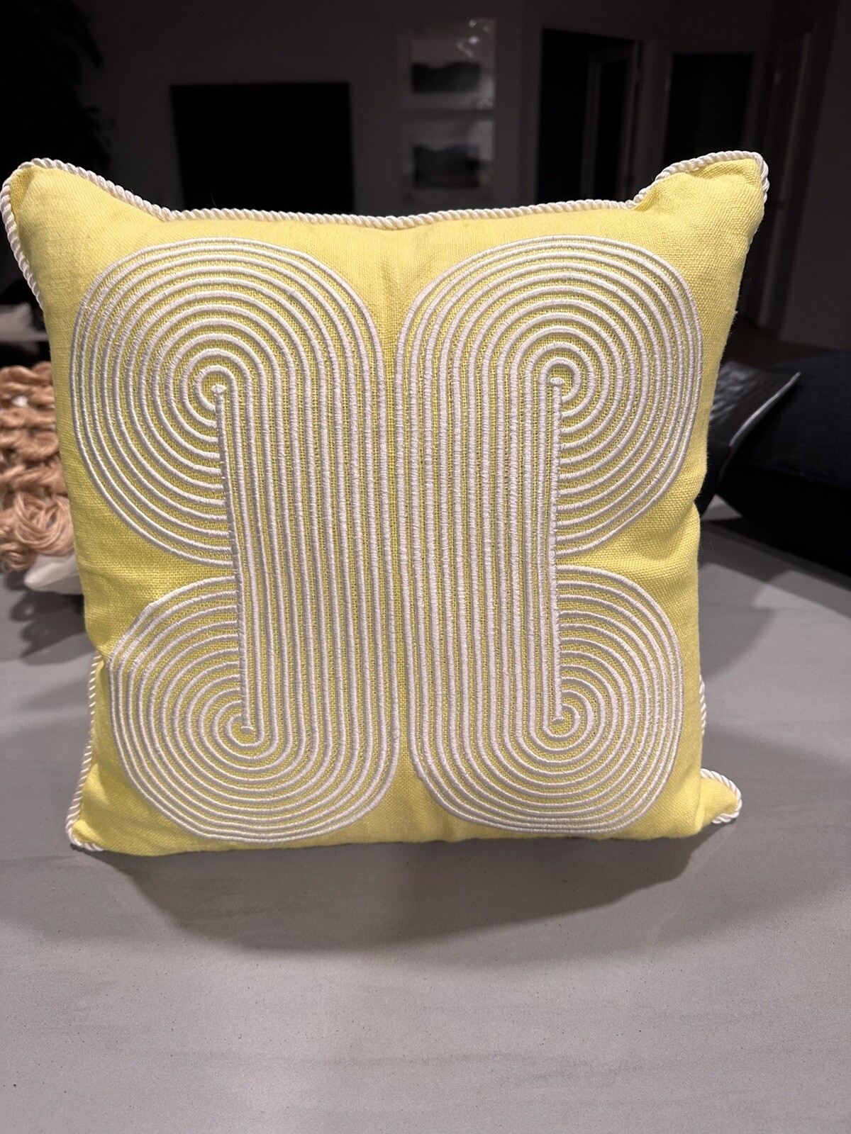 Jonathan Adler Pompidou Quatrefoil Corded Throw Pillow in Yellow eBay
