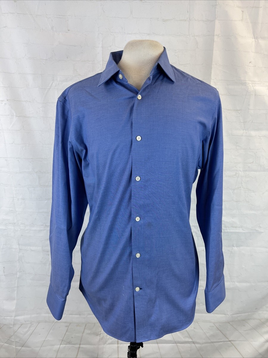 SLIM Banana Republic Men's Blue Pigeon Eye Cotton Dress Shirt L $98 | eBay