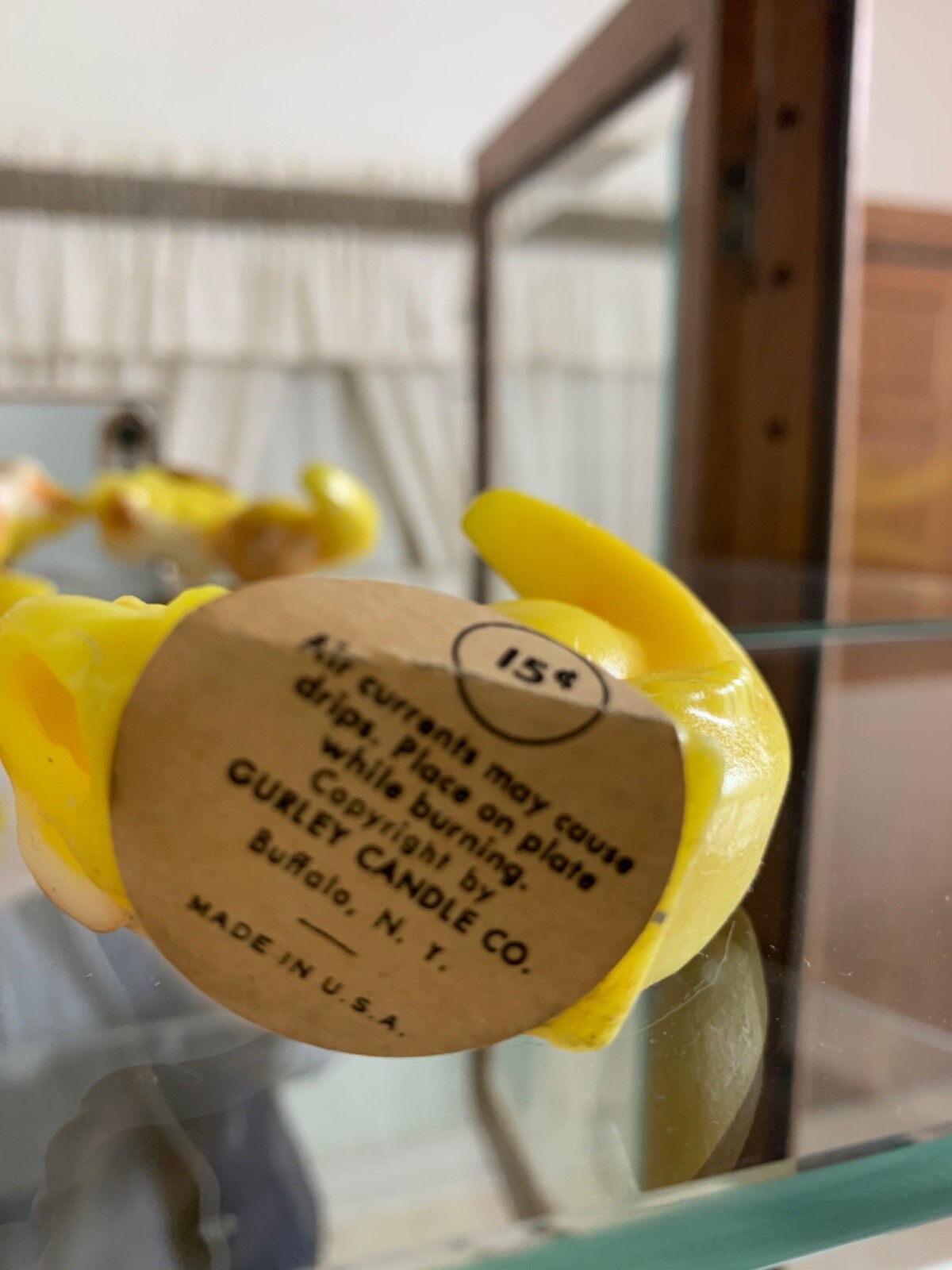 Vtg GURLEY NOVELTY CO. candle SLEEPING ANGEL ON YELLOW MOON, 3 " TALL