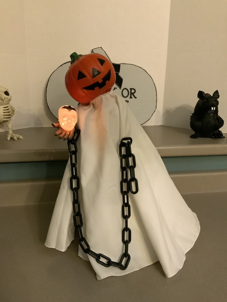 Vtg Telco 1986 Halloween Pumpkin Head 18” Ghost Motionette Vtg Telco 1986 Halloween Pumpkin Head 18” Ghost Motionette