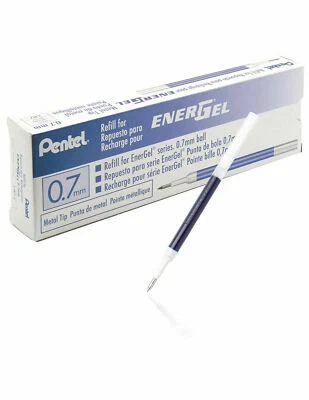 20 X Pentel LR7 Roller Ricarica per Energel Penna Gel 0.7mm Metallo Tip Blu Ink