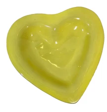 ANNIEGLASS Heart Bowl Lemon Yellow Signed and Numbered Handmade Medium