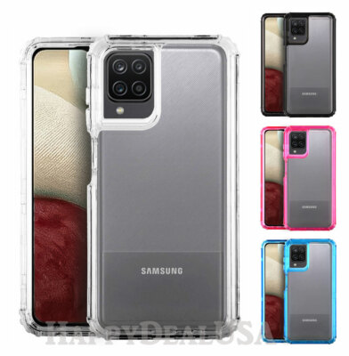 For Samsung Galaxy A12 - Clear Heavy Duty ShockProof Hybrid Cover Case