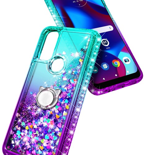 For Motorola Moto g PLAY 2023 Glitter Ring Phone Case + Tempered Glass & Lanyard - Picture 10 of 27