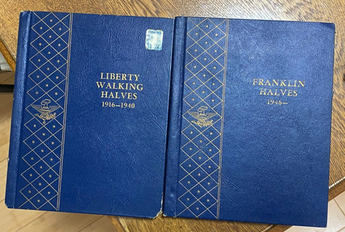 Whitman Bookshelf Franklin & Walking Half Albums (9423, 9425) well-worn CHRC