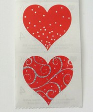 Mrs Grossman RED  SILVER HEART, Reflection - 1/2 Strip of Vintage Stickers