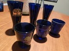 6 Cobalt Blue Glass Shot Glasses. Central Park San Francisco Sea World — photo 1