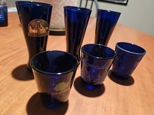 6 Cobalt Blue Glass Shot Glasses. Central Park San Francisco Sea World