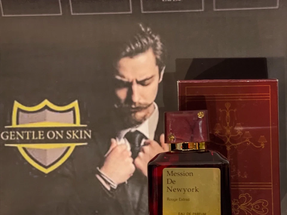 Perfume Mession De New York F para hombre 3,4 OZ para ventiladores Die Hard de Baccarat Rouge Foto 3 de 4