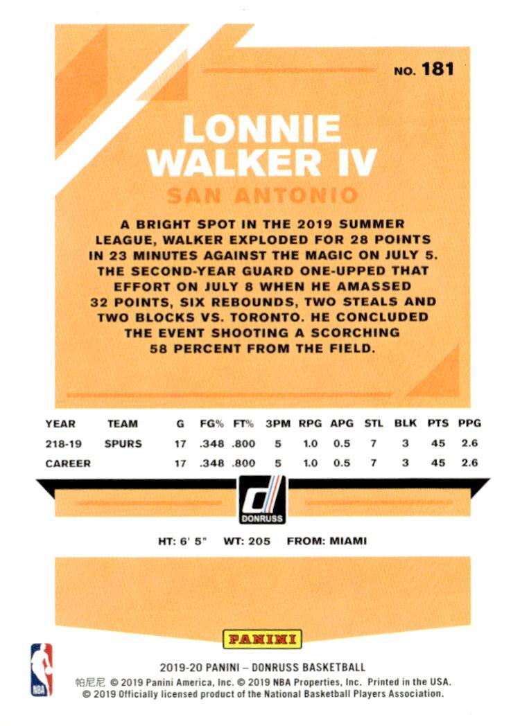 2019-20 Donruss #181 Lonnie Walker IV | eBay