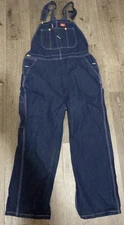 Genuine Dickies Carpenter Dark Blue Denim Cotton Bib Overalls 42x32