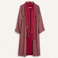 Neu VAE 52 verziertes Abaya 3-teiliges Set Mauve Burgund Maxikleid Schal