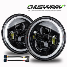 PAIR 7" LED HEADLIGHTS HALO E MARKED RHD FOR LAND ROVER DEFENDER 90 110 TDI TD5