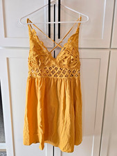Women's Yellow Boho Sundress Size OXL Mustard Shein Cotton