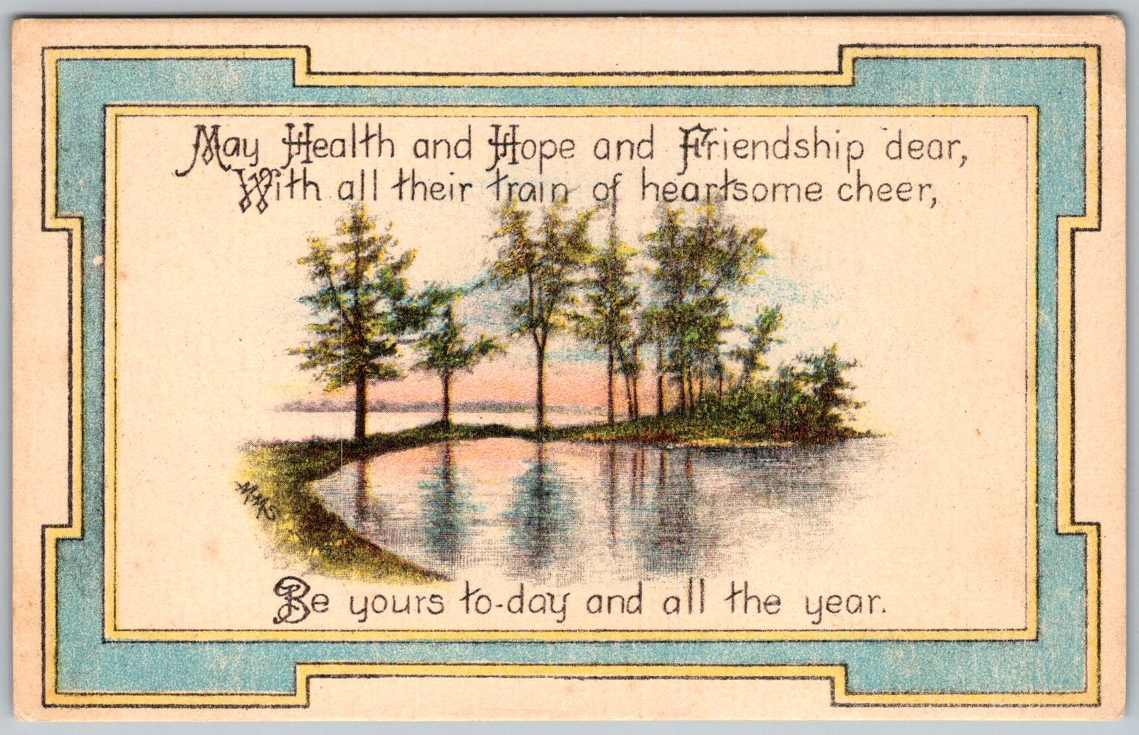 Antique Postcard Friendship Lake Scene 1910s