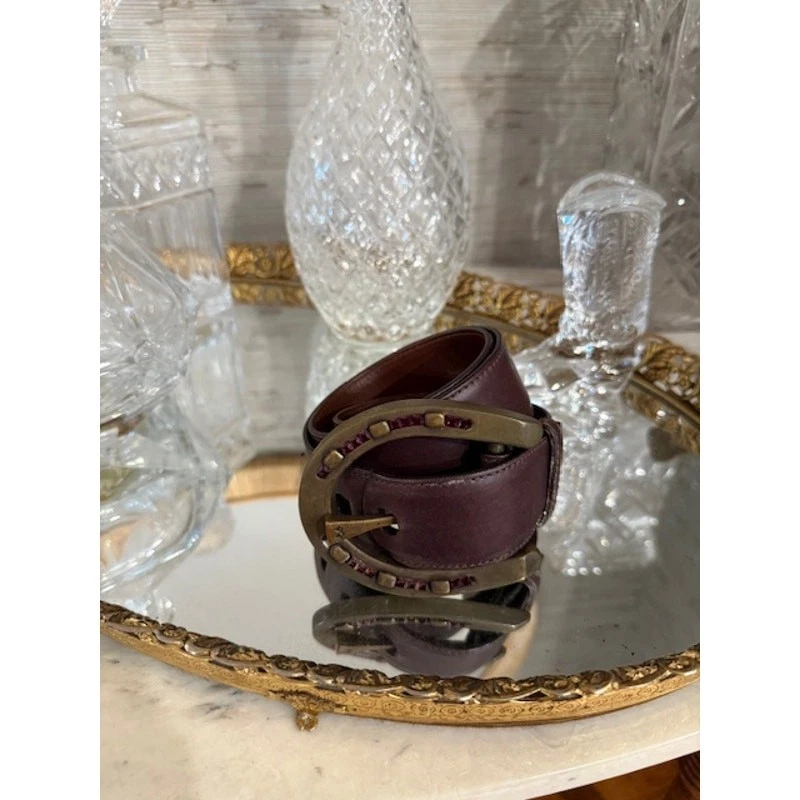 Cinturón Herradura Ralph Lauren Púrpura Piedras Talla Pequeña - Marrón Borgoña  Foto 4 de 4