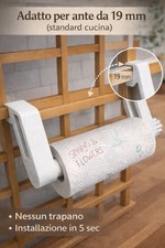 Porta Rotolo Cucina Senza Fori Supporto Carta Cucina  Salvaspazio